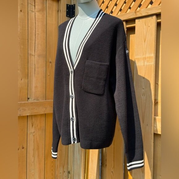 🆕 ALO YOGA 🧿 NWOT Tennis Club Sweater Knit Cardigan, Black/White - Sz S US 2-4 - Picture 10 of 16
